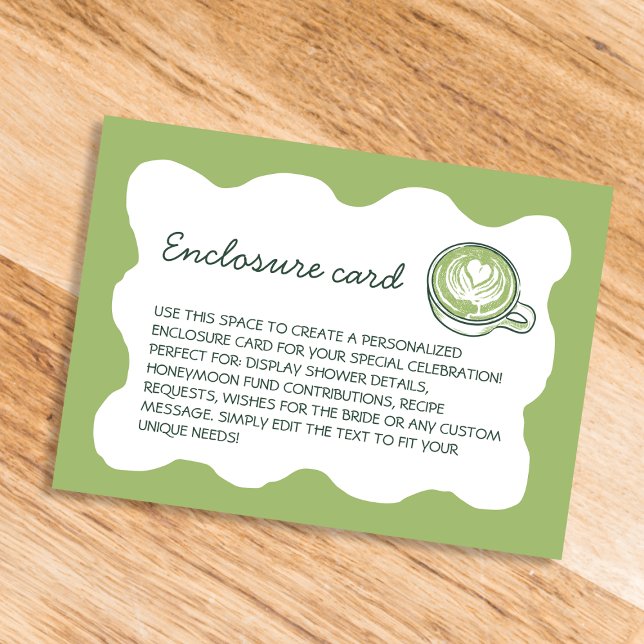 Matcha Green Tea Hand Drawn Bachelorette Enclosure Card (Matcha Green Tea Hand Drawn Bachelorette Enclosure Card)