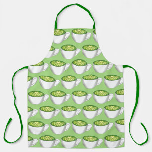 Matcha Green Tea Latte Barista Coffee Shop Café Apron