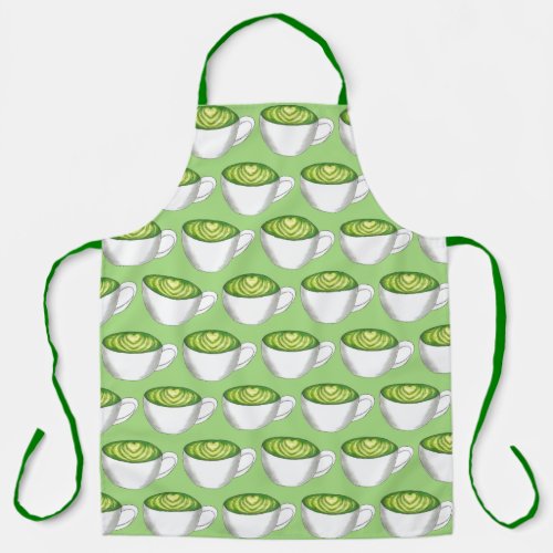 Matcha Green Tea Latte Barista Coffee Shop Caf Apron