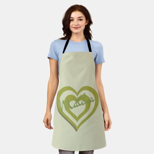 Matcha Green Tea  retro y2k heart  Apron