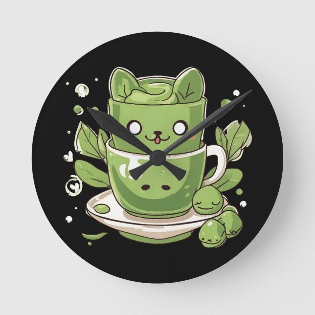 matcha green tea round clock (Front)