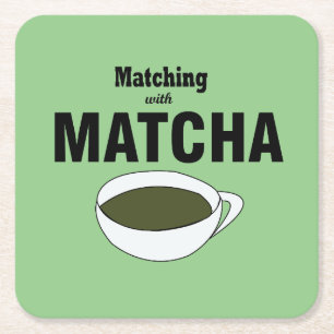 Matcha Green Tea Square Paper Coaster