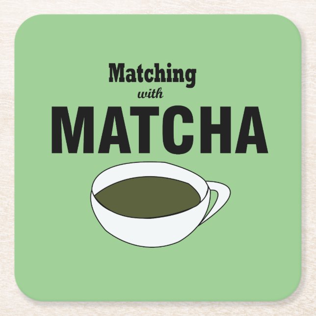 Matcha Green Tea Square Paper Coaster (Front)
