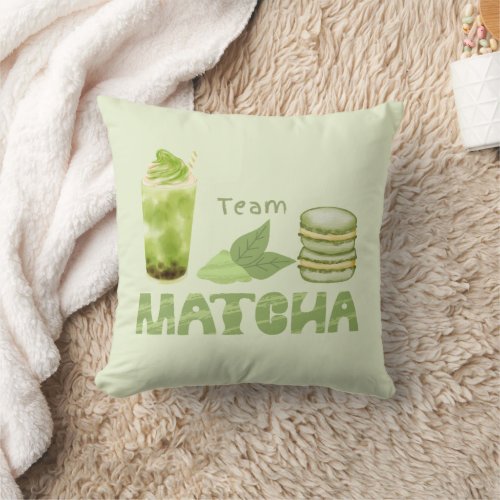 Matcha Green Tea Team Matcha Throw Pillow