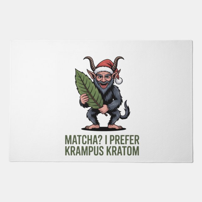 Matcha? I Prefer Krampus Kratom Funny Christmas  Doormat (Front)