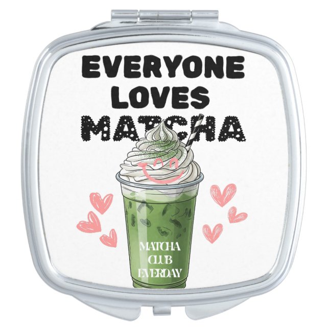 Matcha Iced Latte Cute Whipped Cream Matcha  Compact Mirror (Front)
