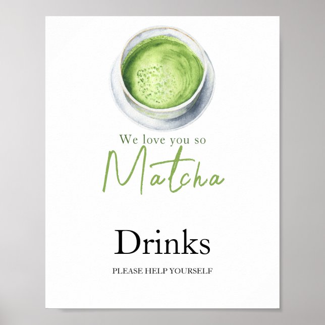 Matcha Latte Baby shower - Drinks Poster (Front)