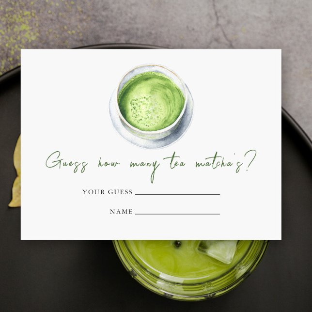 Matcha Latte Baby Shower How many tea matcha's Enclosure Card (Creator Uploaded)