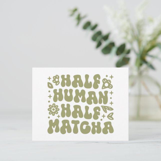 Matcha latte funny quotes preppy green aesthetic postcard (Standing Front)