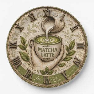 Matcha Latte Japanese Tea Lover Kitchen Decor Paper Plates