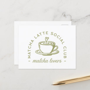 Matcha latte lovers girl club green aesthetic postcard