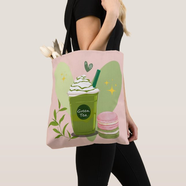  Matcha Latte Macarons Tote Bag (Close Up)