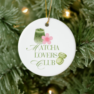 Matcha Lovers Club Green Tea Macarons & Sakura Ceramic Ornament