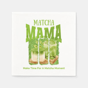 MATCHA MAMA Green Tea Glitter Mom Gift Cafecore Napkins