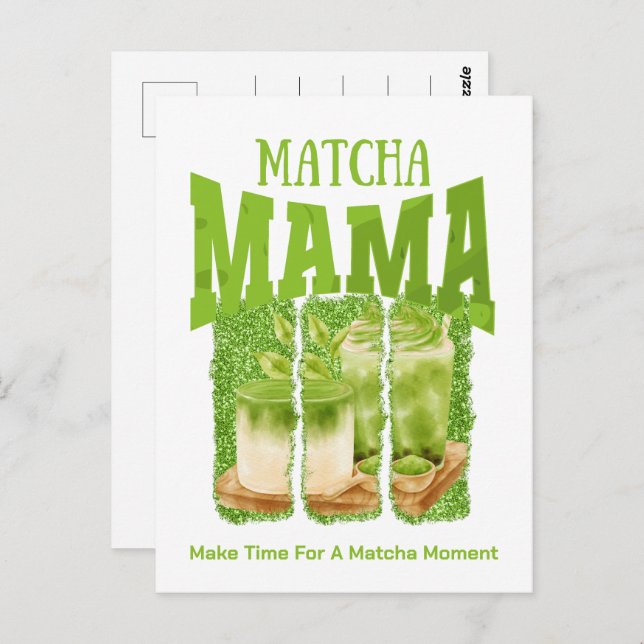 MATCHA MAMA Green Tea Glitter Mom Gift Cafecore Postcard (Front/Back)