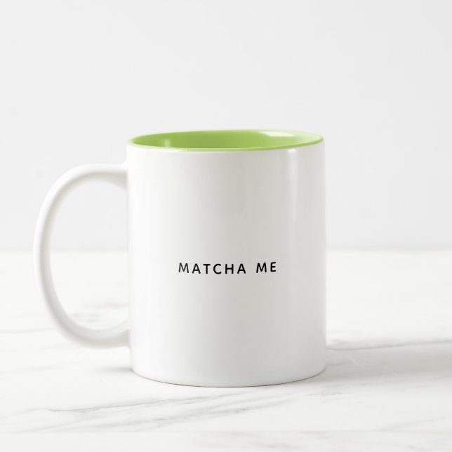 Matcha Me Cute Lime Green Breakfast Coffee Mug (Left)