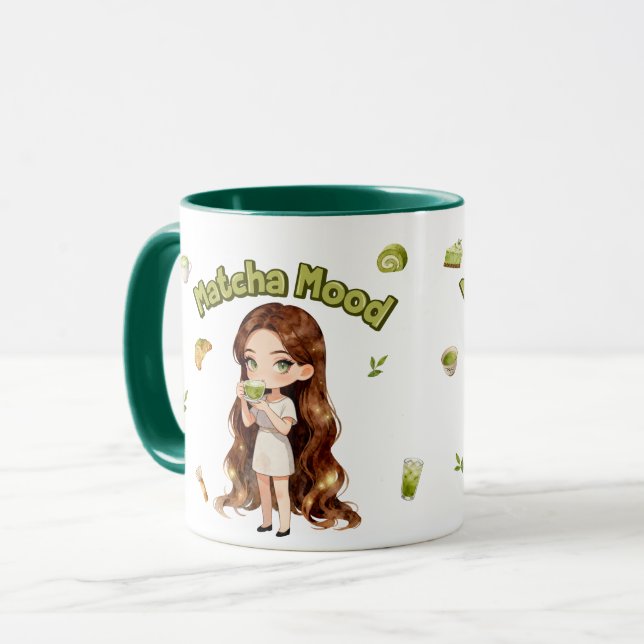 Matcha Mood Aesthetic Design Cute Green Tea Vibes Mug (Front Left)