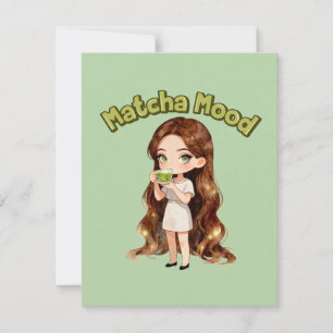 Matcha Mood Aesthetic Design Cute Green Tea Vibes Note Card