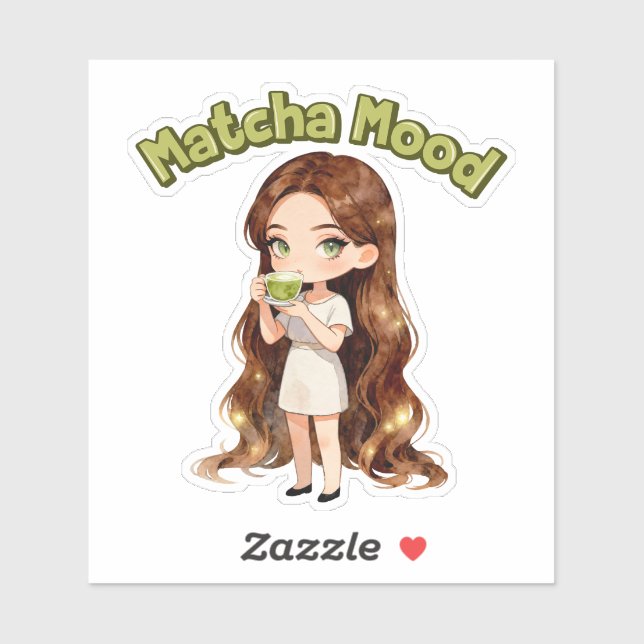 Matcha Mood Aesthetic Design Cute Green Tea Vibes Sticker (Sheet)