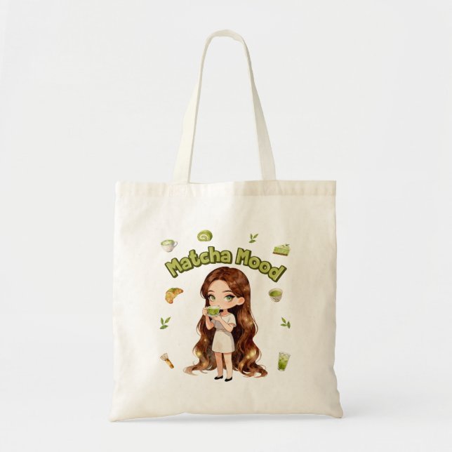 Matcha Mood Aesthetic Design Cute Green Tea Vibes Tote Bag (Front)