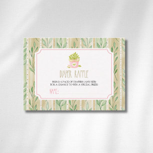 Matcha Plant Sage Leaves Striped Diaper Raffle Enclosure Card