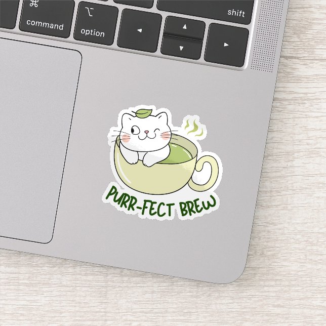 Matcha Purrfect Brew Cat Sticker (Detail)