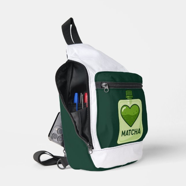 Matcha Serum Pouch with Heart Design Sling Bag (Open)