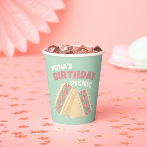 Matcha Strawberry Sandwich Birthday Picnic  Paper Cups