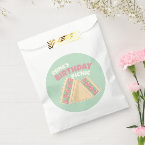 Matcha Strawberry Sandwich Birthday Picnic Party Favor Bag