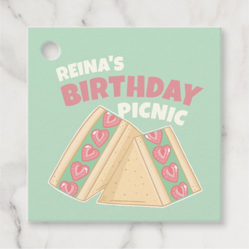 Matcha Strawberry Sandwich Birthday Picnic Party Favor Tags