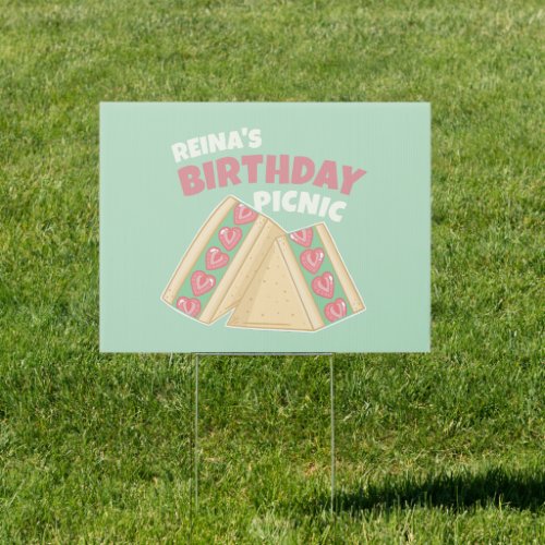 Matcha Strawberry Sandwich Birthday Picnic Sign