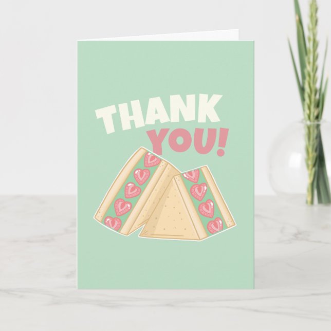 Matcha Strawberry Sandwich  Letterpress Thank You Card (Front)