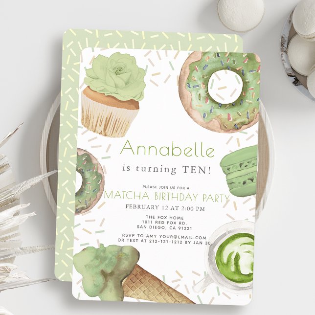 Matcha Sweets Green Tea Party Girl Birthday Invitation (Creator Uploaded)