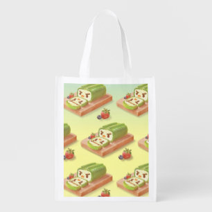 Matcha Swiss Roll: Iron T Green Tea Cake Art Grocery Bag
