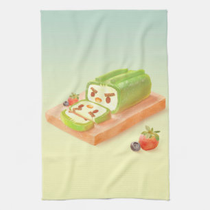 Matcha Swiss Roll: Iron T Green Tea Cake Art Kitchen Towel