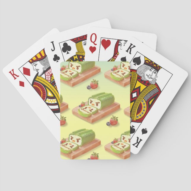 Matcha Swiss Roll: Iron T Green Tea Cake Art Poker Cards (Back)