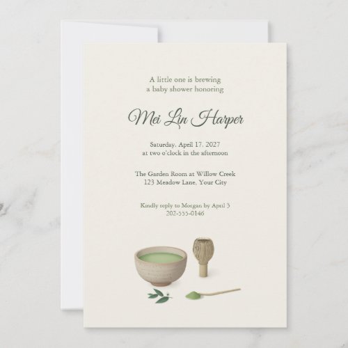 Matcha Tea Baby Shower Invitation