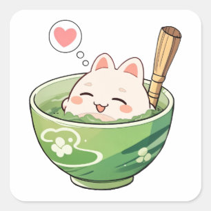 Matcha Tea Cat Relaxing Sticker