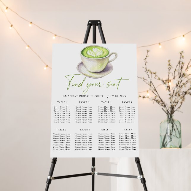 Matcha tea Wedding seating chart Foam Board (In Situ (Stand))
