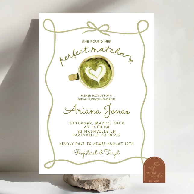 Matcha themed bridal shower invitation (Creator Uploaded)