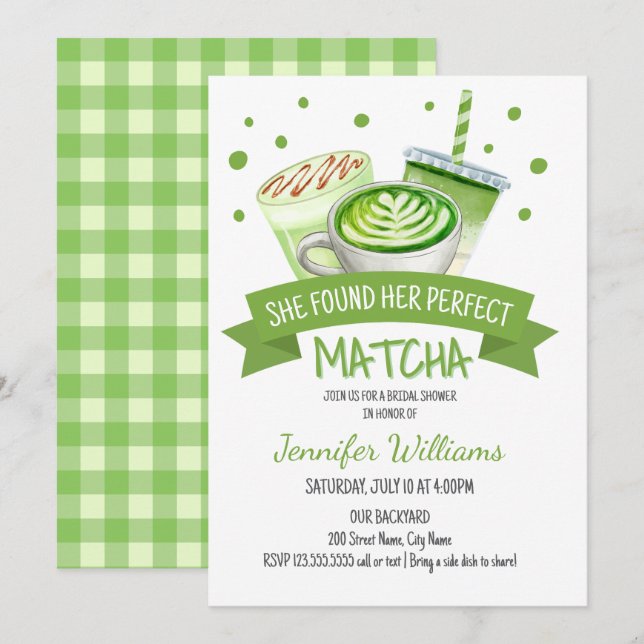 Matcha Themed Bridal Shower Invitation (Front/Back)