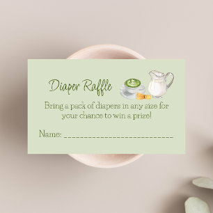 Matcha Themed Diaper Raffle Baby Shower Enclosure Card