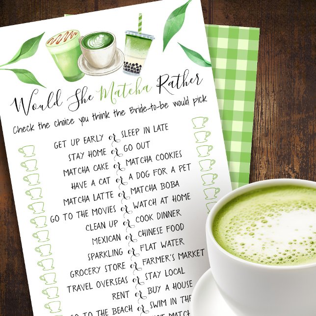 Matcha Themed Shower Bridal Shower Game Card Flyer (Creator Uploaded)