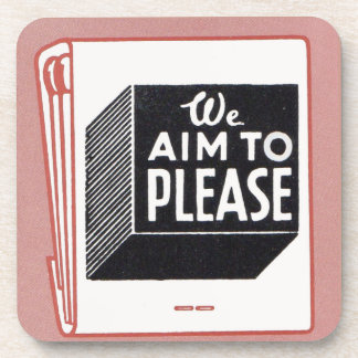 matchbook cover We Aim to Please Beverage Coaster