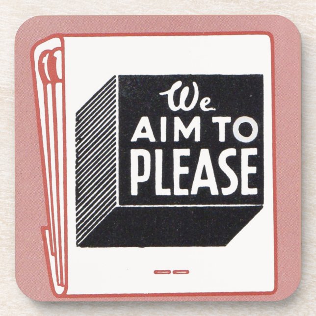 matchbook cover We Aim to Please Beverage Coaster (Front)