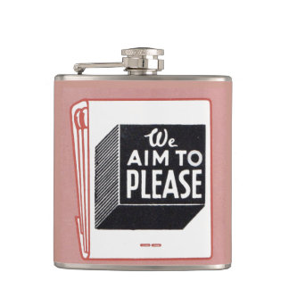 matchbook cover We Aim to Please Flask