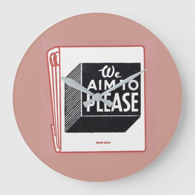 matchbook cover We Aim to Please Large Clock (Front)