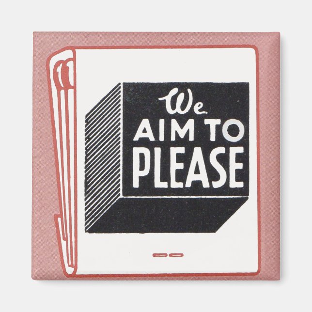matchbook cover We Aim to Please Magnet (Front)