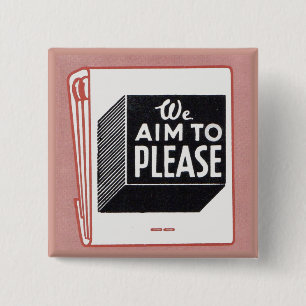 matchbook cover We Aim to Please Pinback Button