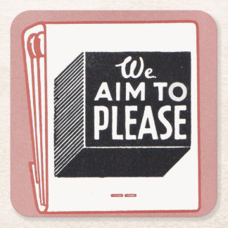 matchbook cover We Aim to Please Square Paper Coaster